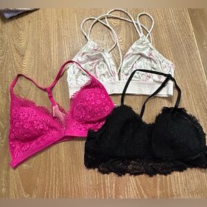 3 Bralettes 2 Victoria’s Secret & 1 Aerie. All size M